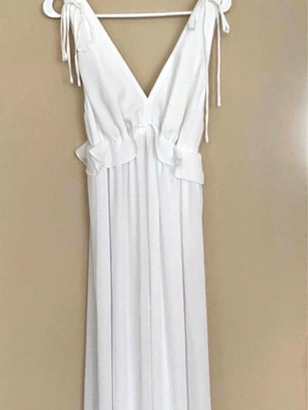Lulus Radiant Romance White Tie-Strap Maxi jumpsuit XS